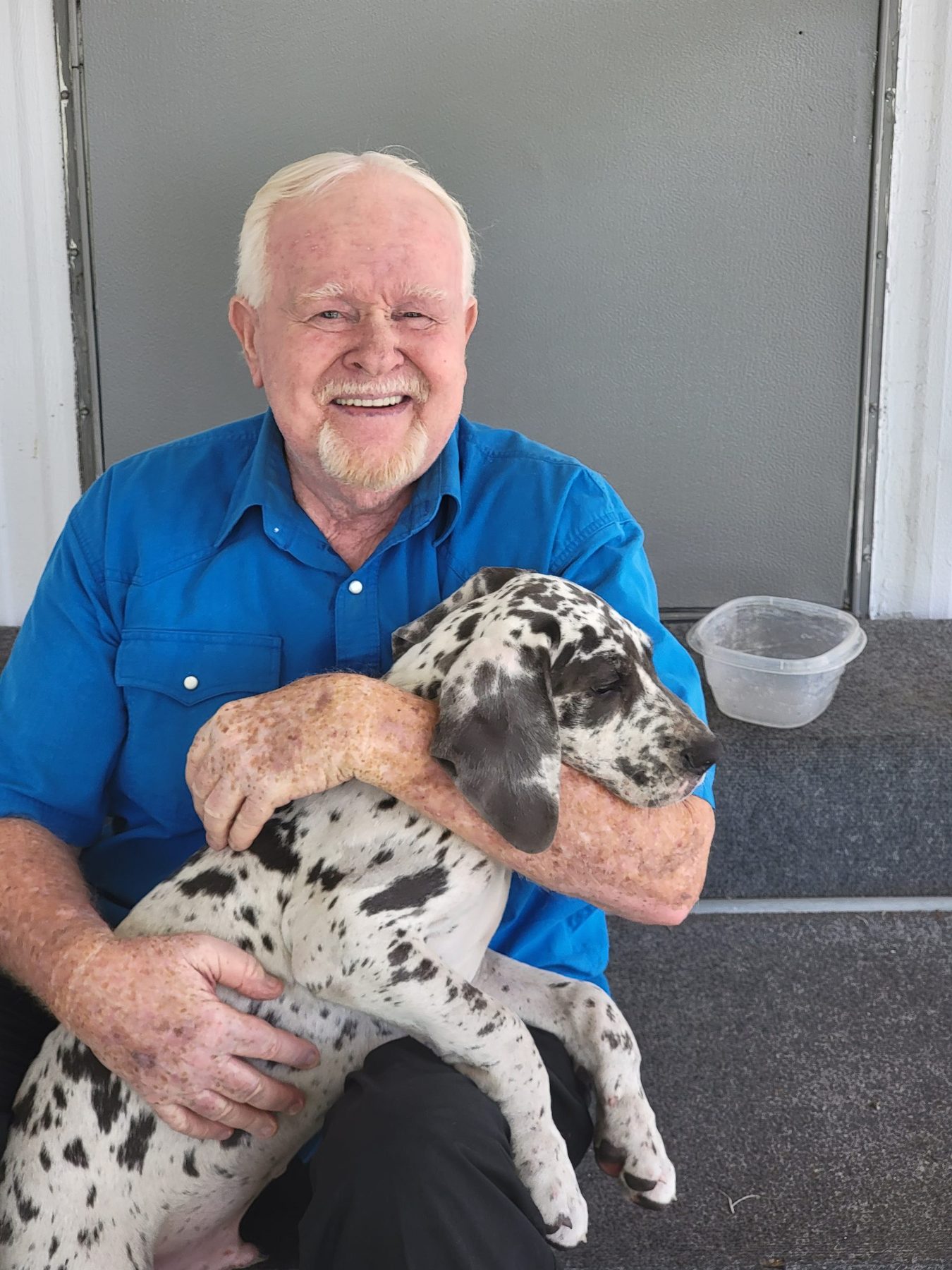Pops — George Fields — holding King as a puppy